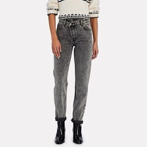 BOYISH The Casey Rigid High Rise Straight Jean Asymmetrical Buttons